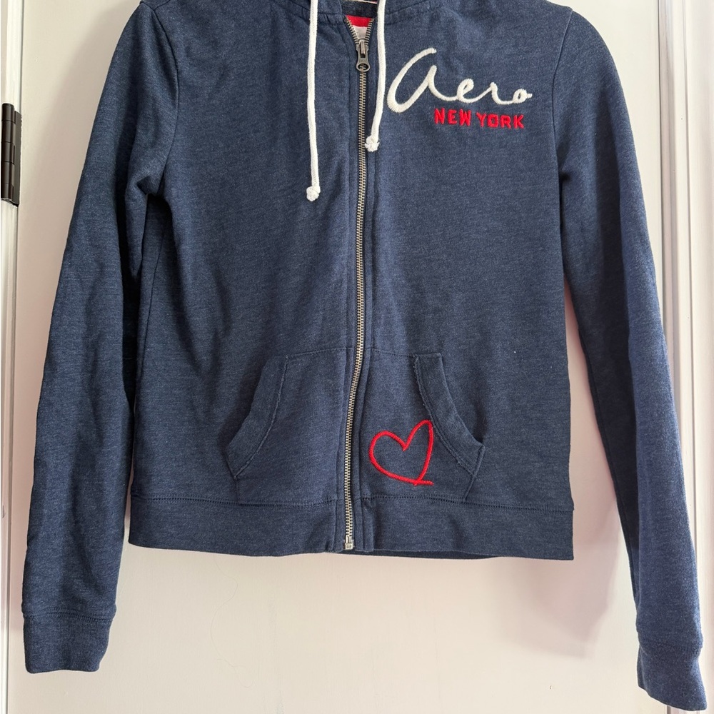 Aeropostale Blue Hoodie with Red Accents